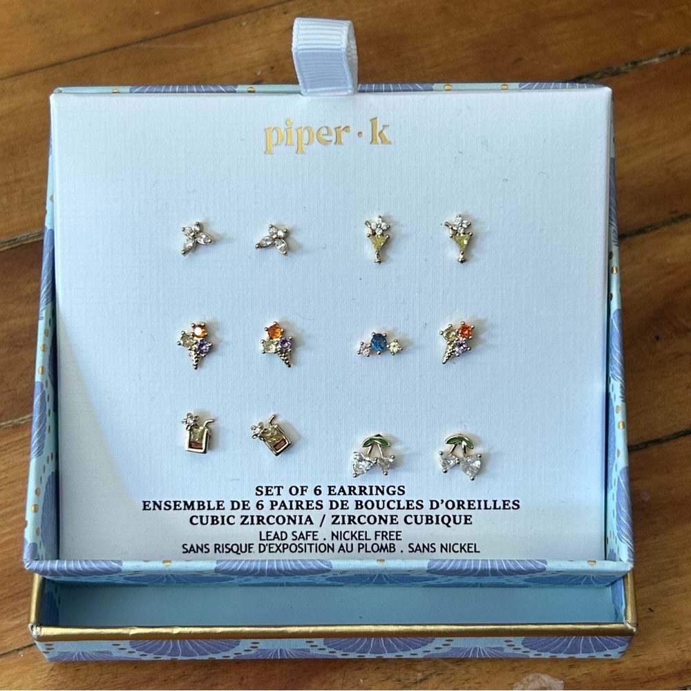 PIPER•K Gold Cubic Zirconia Earrings Set of 6